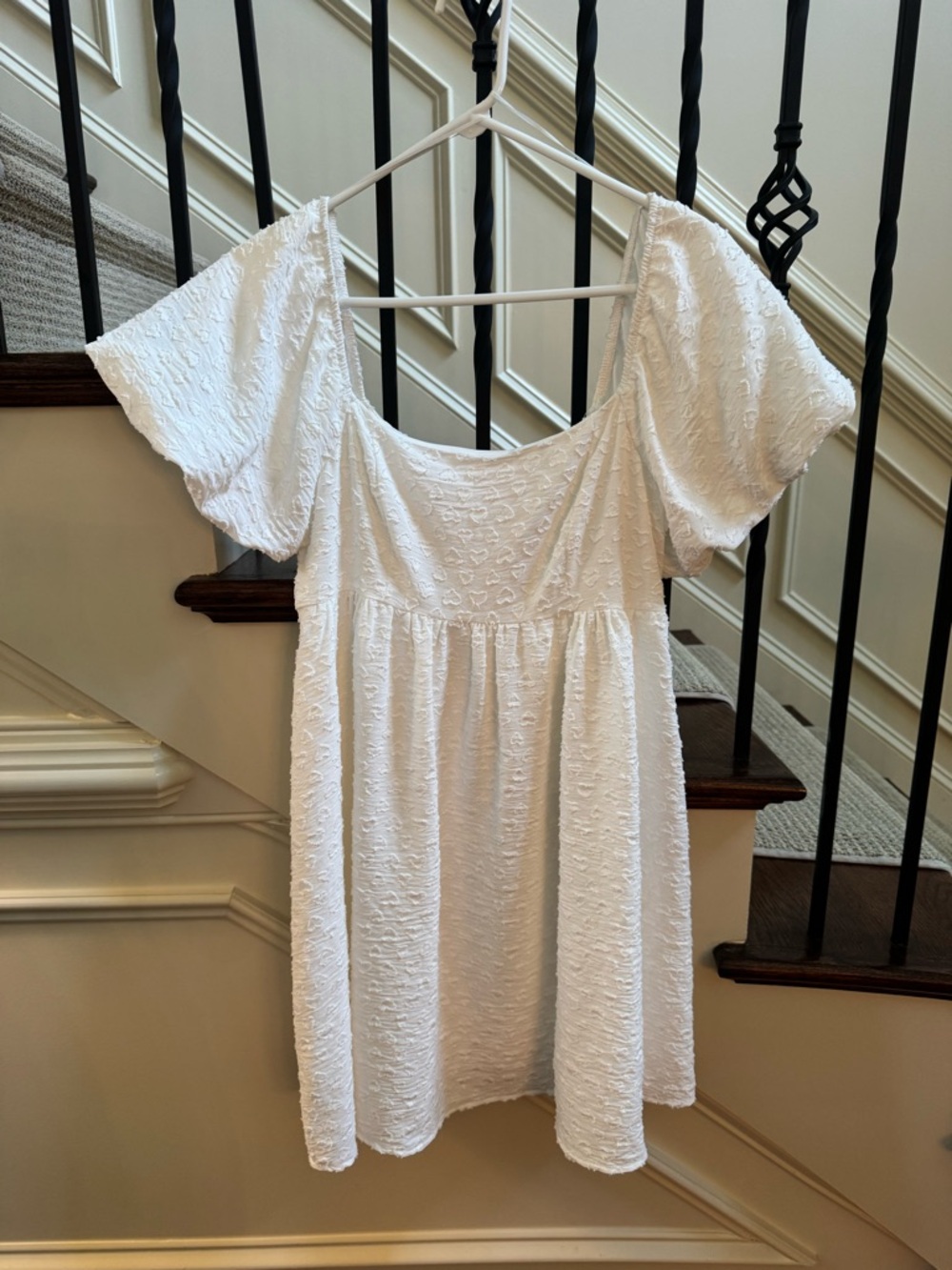 Altar’d State White Textured Babydoll Mini Dress Women’s Size Small